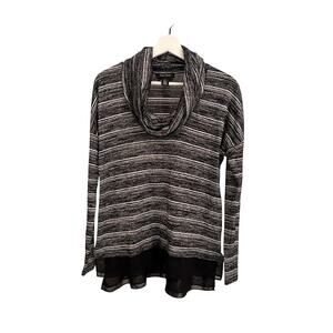 White House Black Market Sweater Womens‎ Small Black White Striped Cowl neck